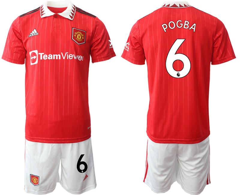 Men 2022-2023 Club Manchester United home Red #6 Adidas Soccer Jersey->manchester united jersey->Soccer Club Jersey